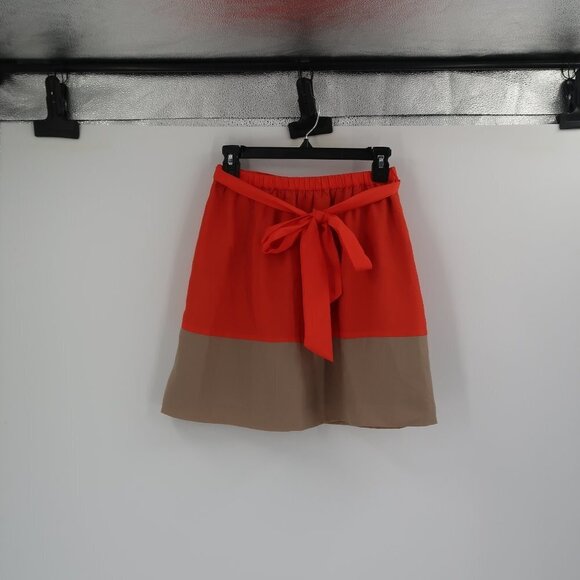 Express Women's Orange Tan Color block Skirt Size Small - Picture 3 of 5